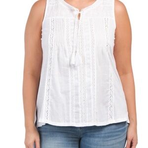 Lucky Brand White Sleeveless Blouse Peasant Top